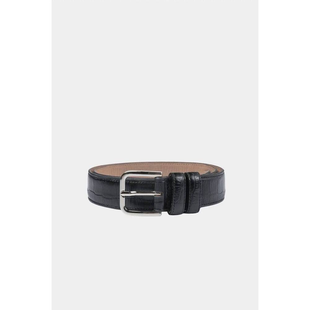 NEW CORDERA women's classic belt in black crocodile